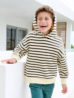 -Sweat garçon à capuche rayé style marinière