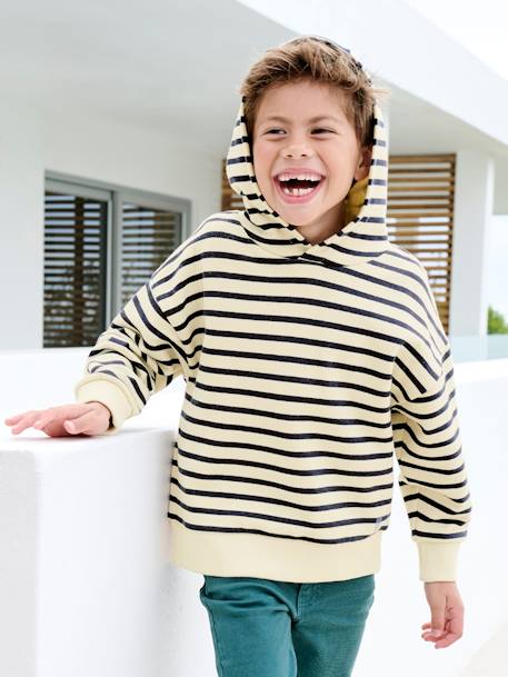 Garçon-Sweat garçon à capuche rayé style marinière