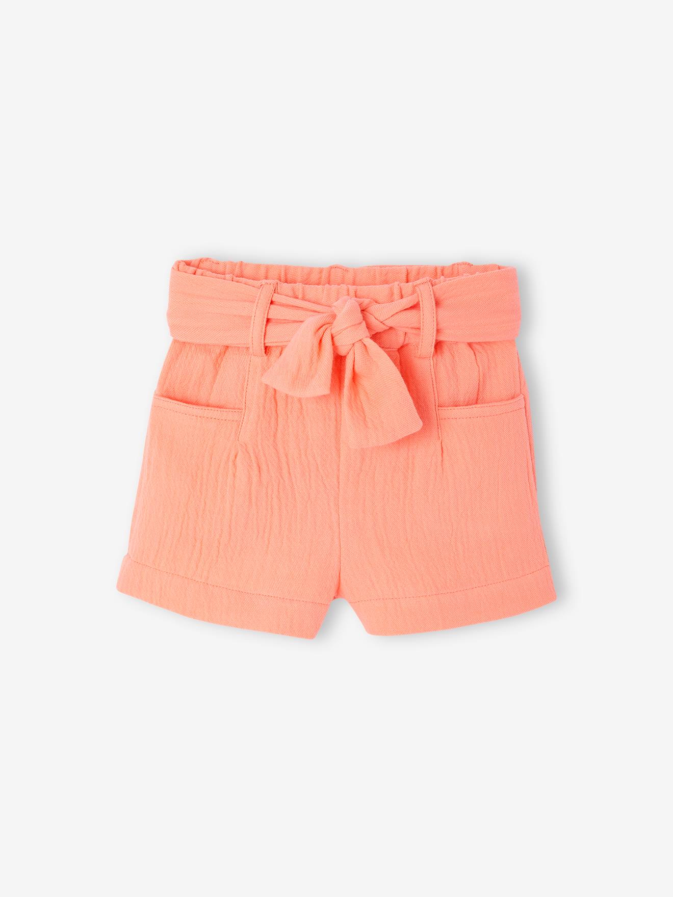 Short bébé en gaze de coton corail