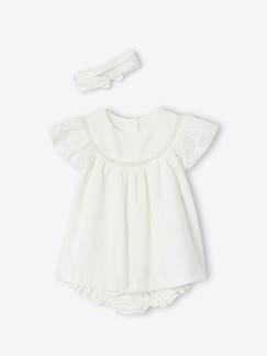 Bébé-Robe, jupe-Ensemble naissance en broderie anglaise robe, culotte et bandeau
