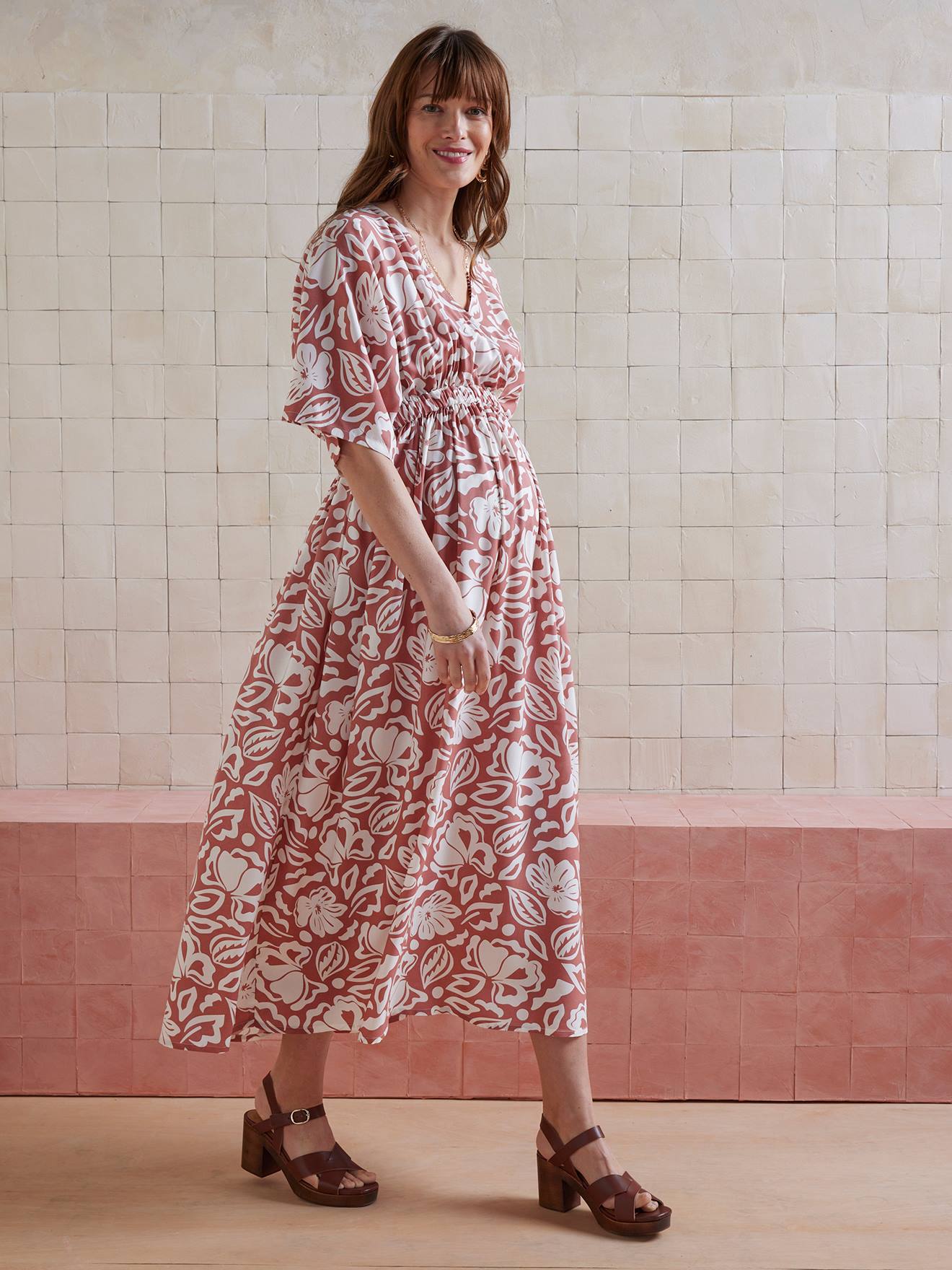 Robe longue cache-coeur grossesse et allaitement tomette