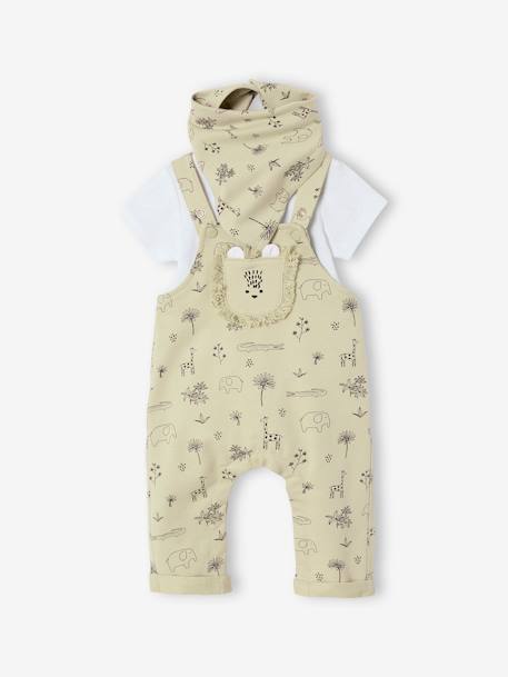 Bébé-Salopette, combinaison-Ensemble 3 pièces naissance salopette + body + foulard