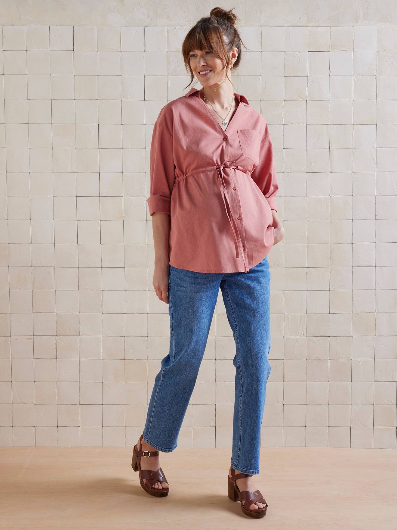 Chemisier coton effet lin grossesse et allaitement tomette
