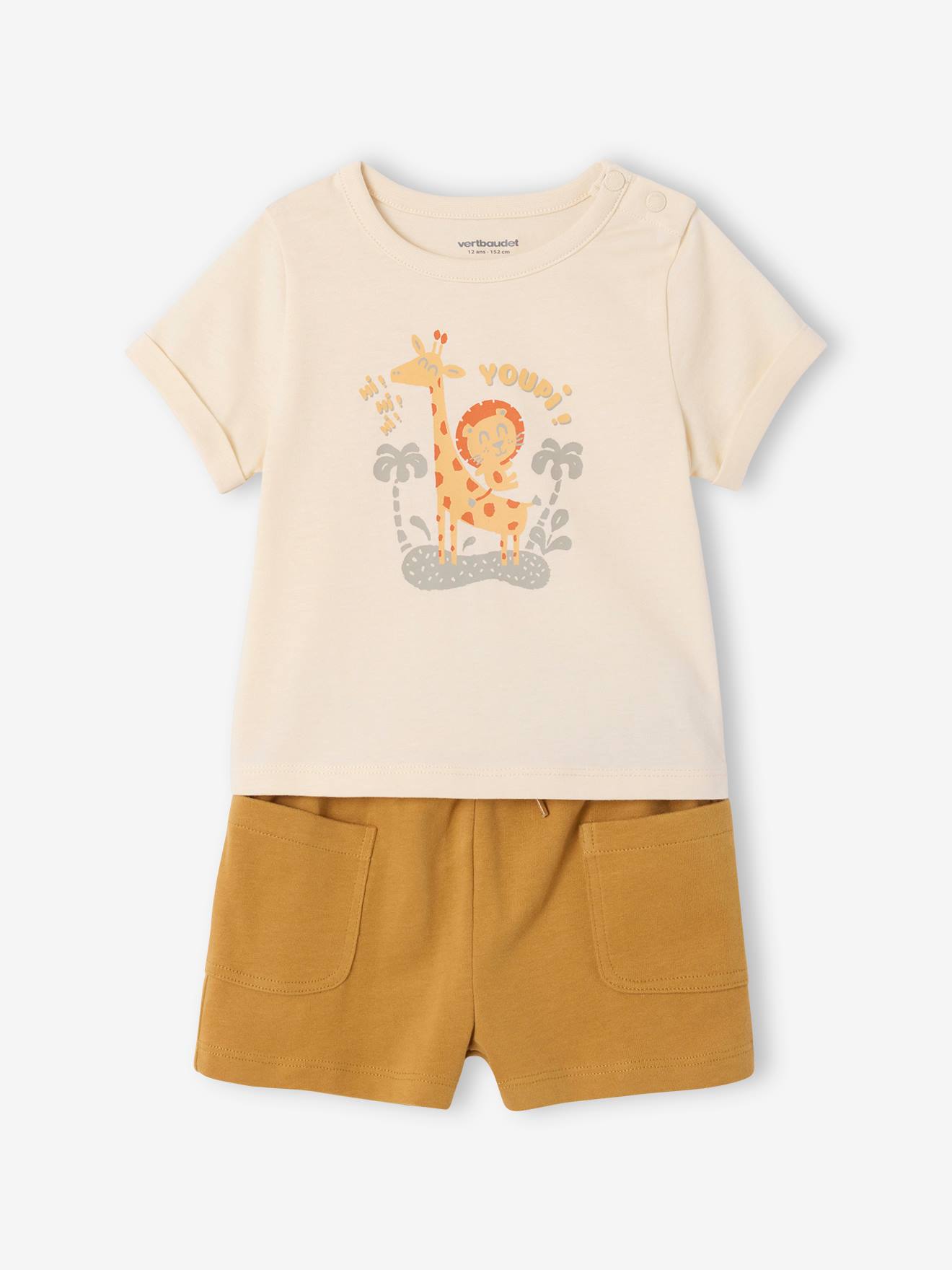 Ensemble T-shirt imprimé + short bébé caramel