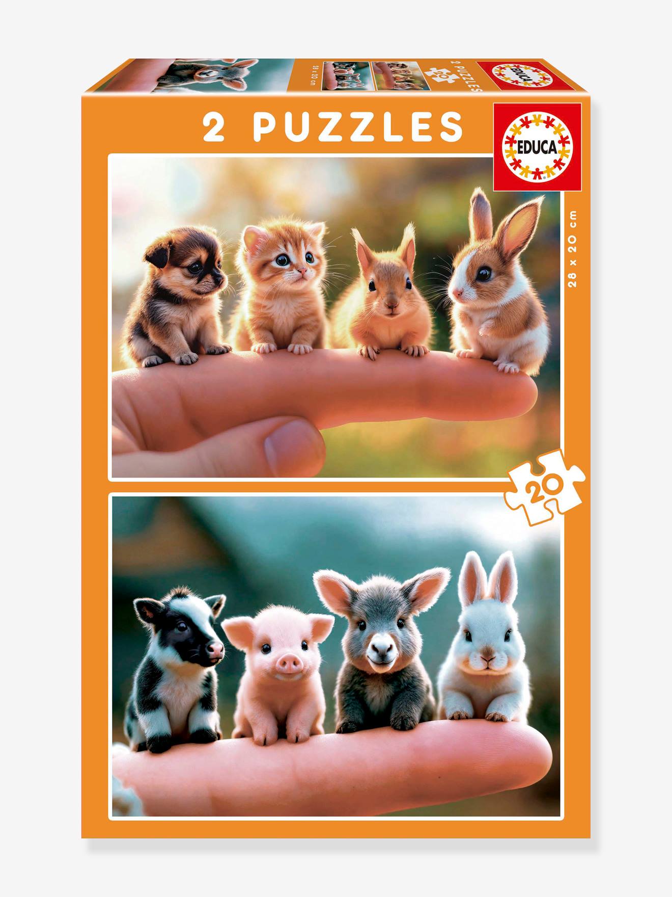 Puzzle 2 x 20 pièces bébé animaux EDUCA multicolore