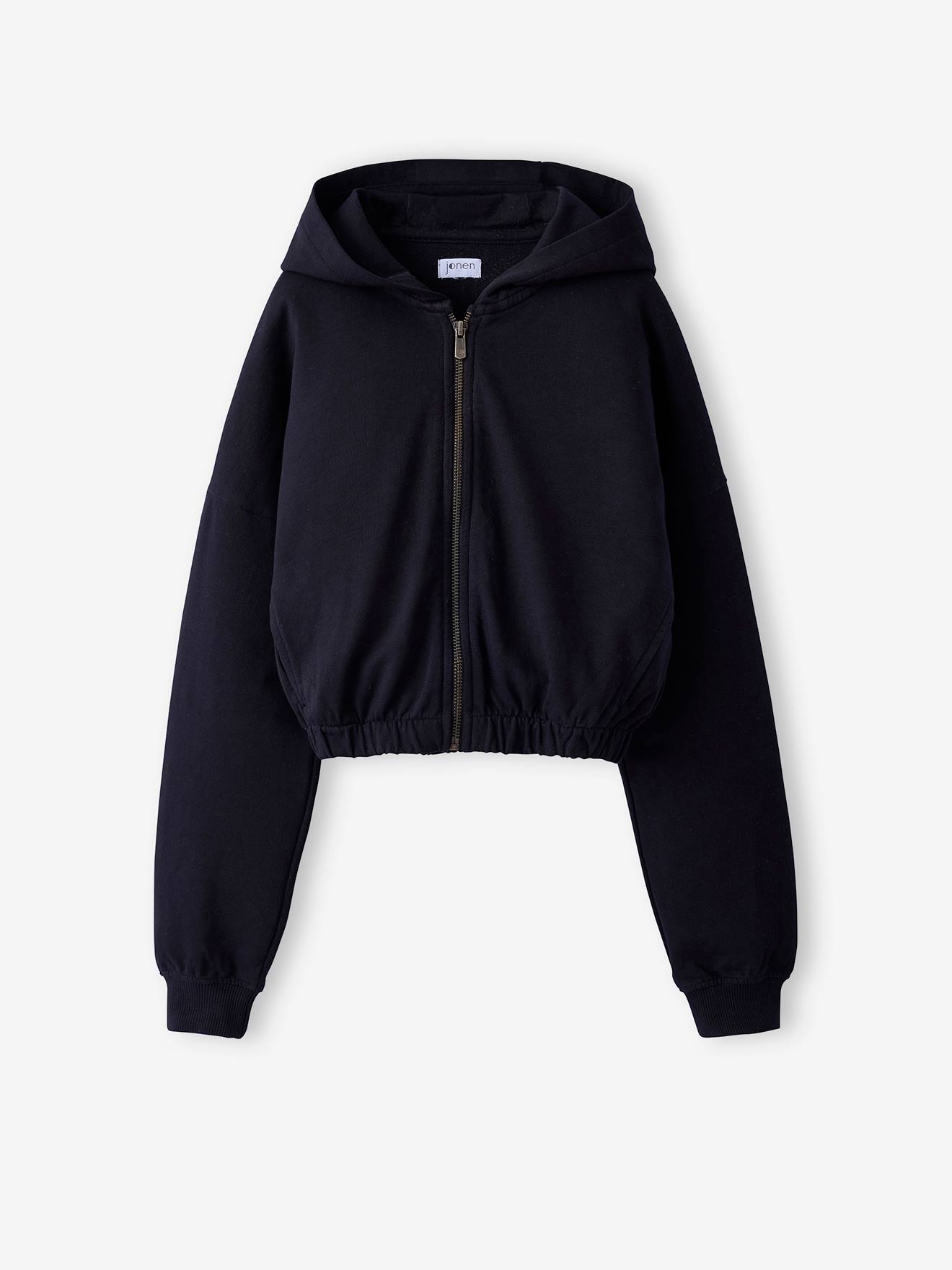 Sweat cropped zippé à capuche fille JONEN anthracite