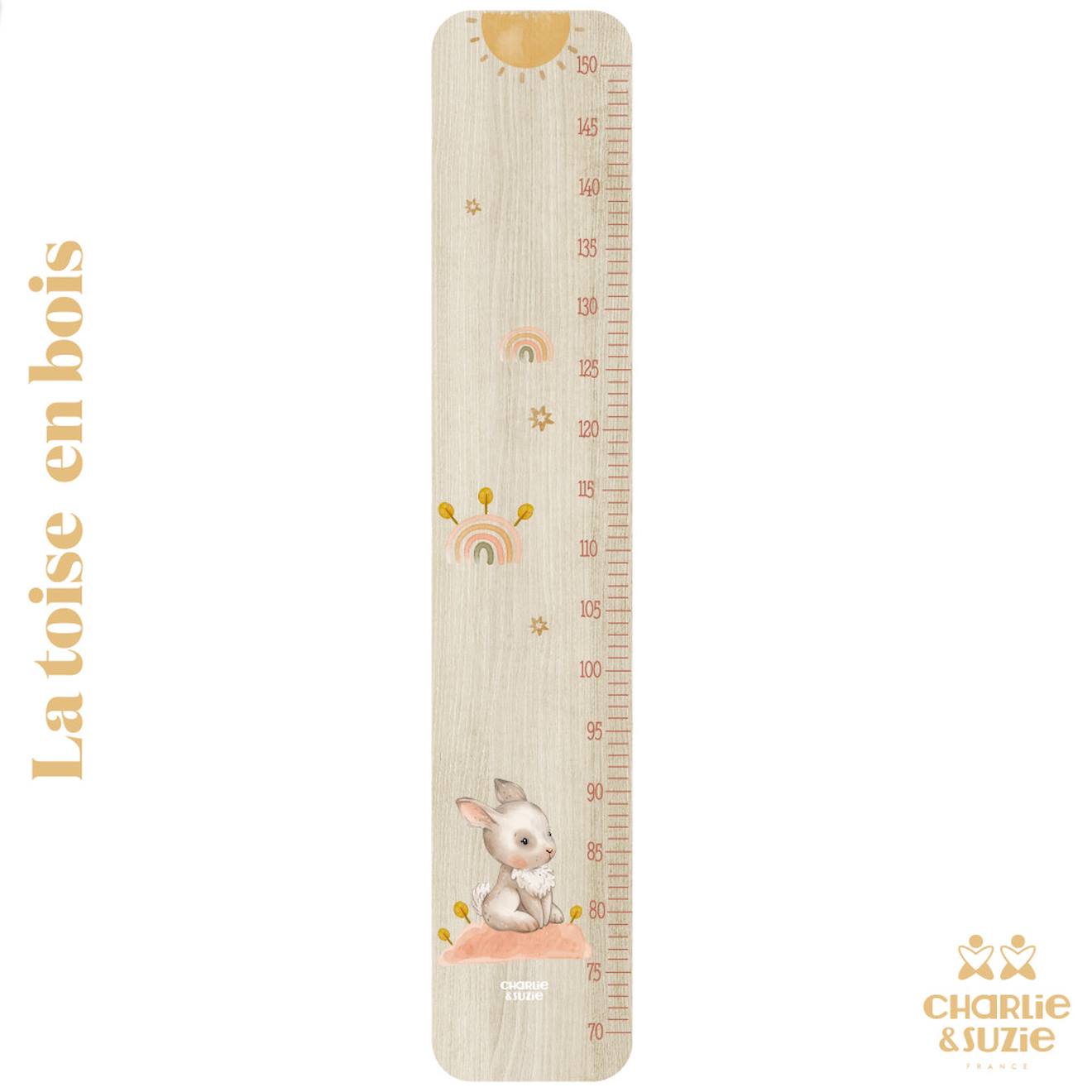 Toise En Bois Forêt Lapin Multicolore