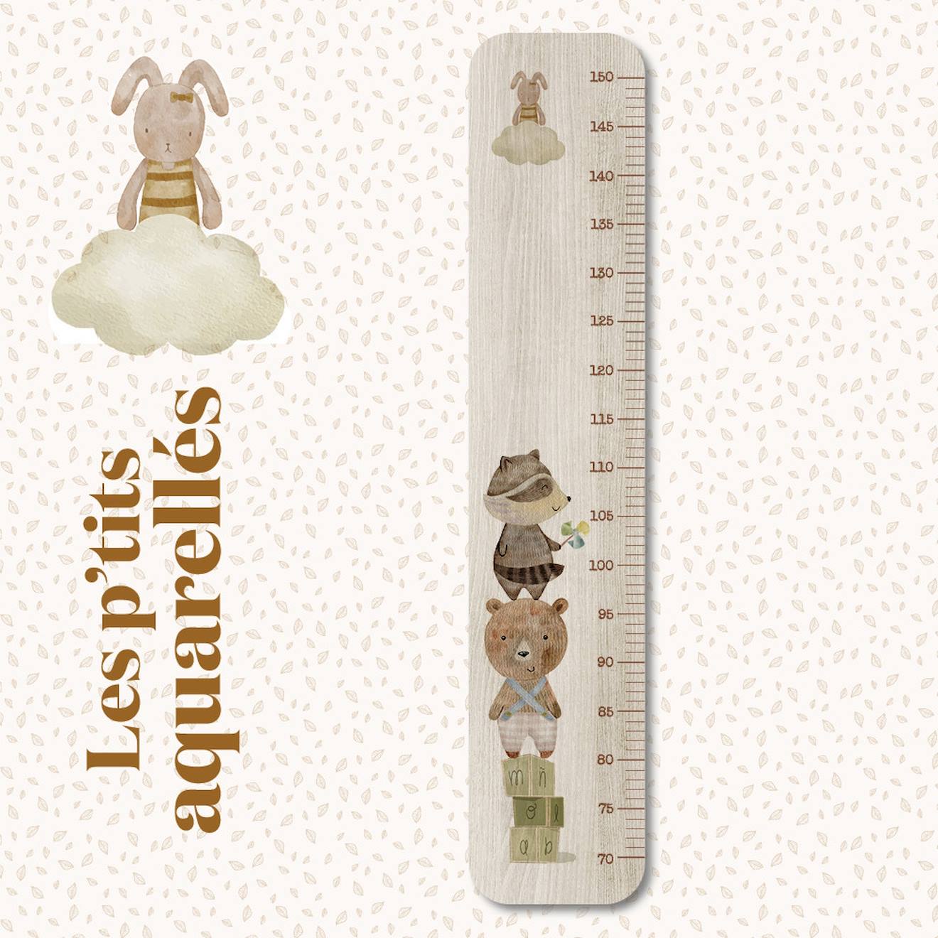 Toise En Bois Les Jouets Ours & Raton Multicolore