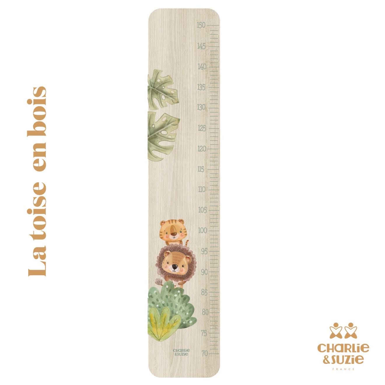 Toise En Bois Jungle Lion Multicolore