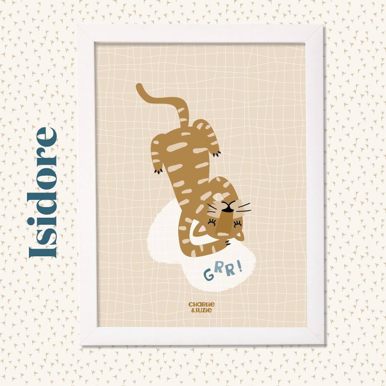 Affiche Tigre Isidore Multicolore