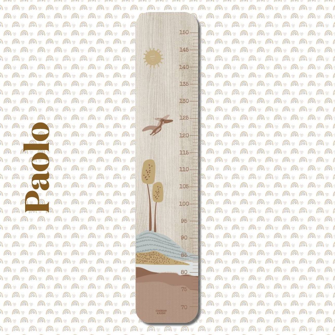 Charlie & Suzie - Toise En Bois Paysage Dino Multicolore
