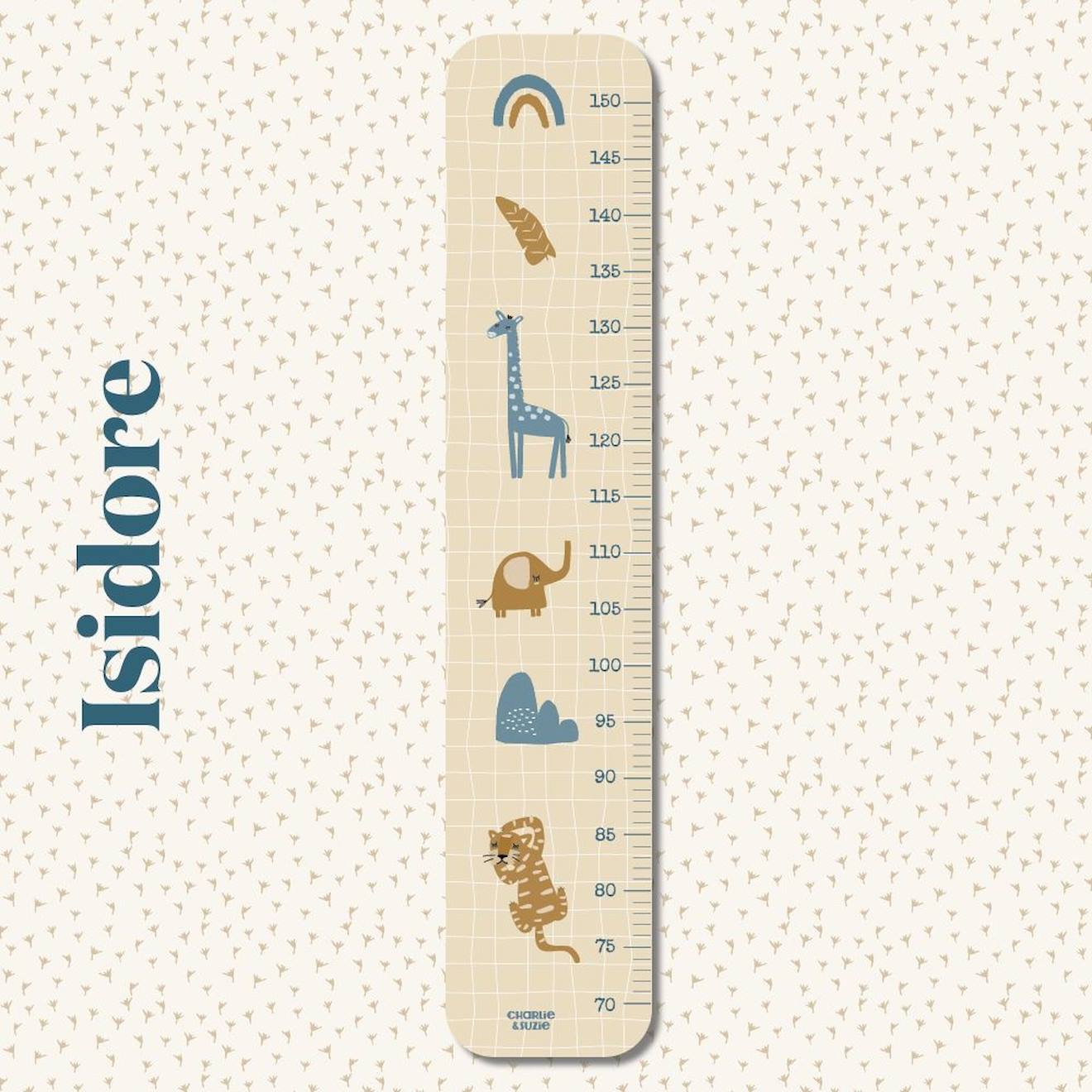 Toise En Bois Isidore Animaux Vichy Multicolore