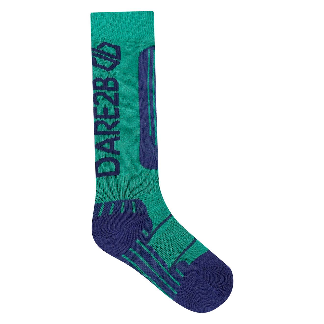 Chaussettes De Ski Coton Vert Vif / Denim Sombre