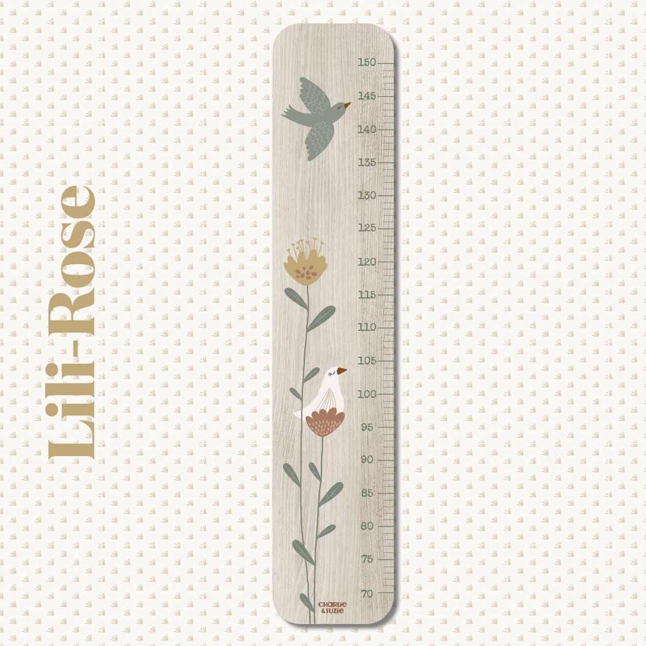 Toise En Bois Lili-rose Grandes Fleurs Multicolore