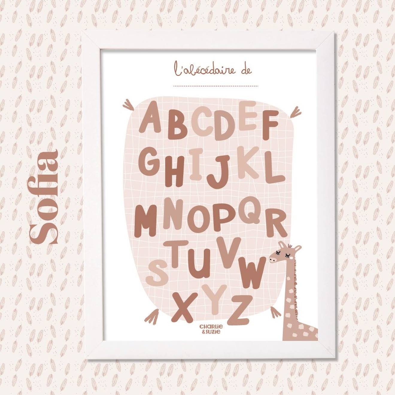 Charlie & Suzie - Affiche Abécédaire Sofia Personnalisable Multicolore