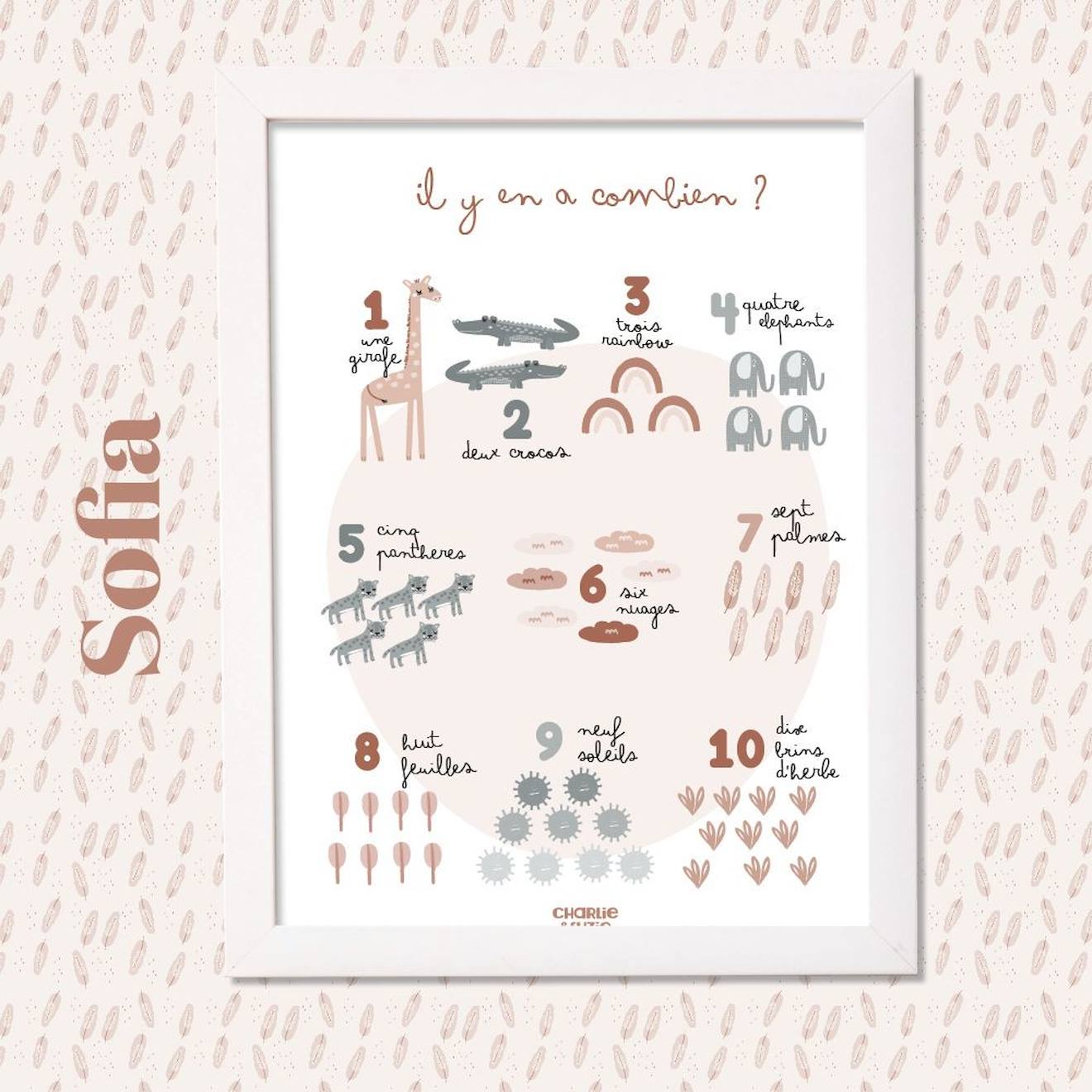 Affiche Compter Animaux Sofia Multicolore