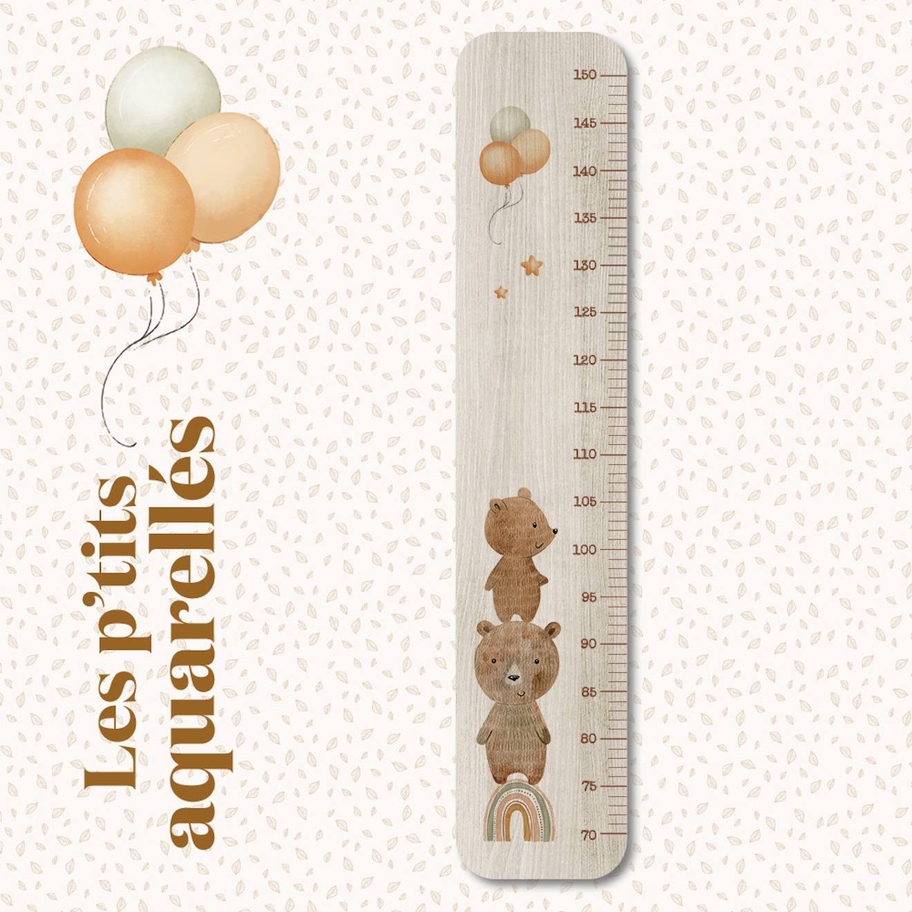 Charlie & Suzie - Toise En Bois Petits Ours Et Ballons Multicolore