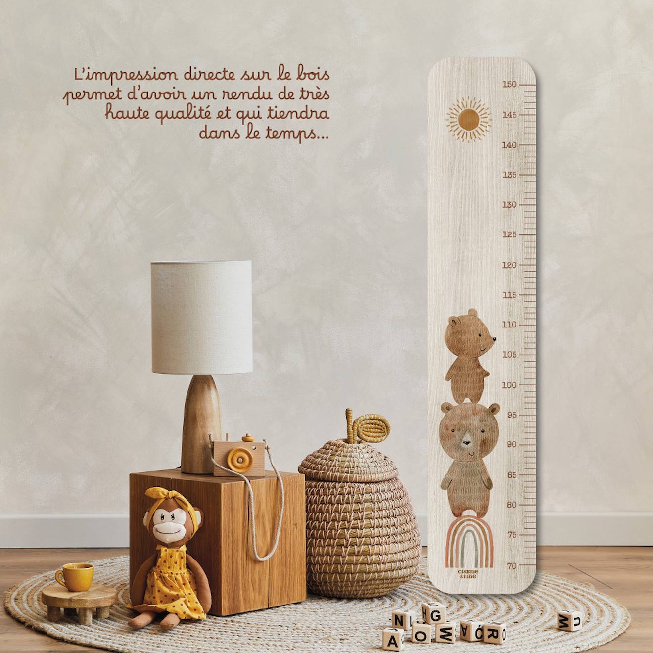 Toise En Bois Petit Ours Multicolore (Charlie et Suzie) - Image 1