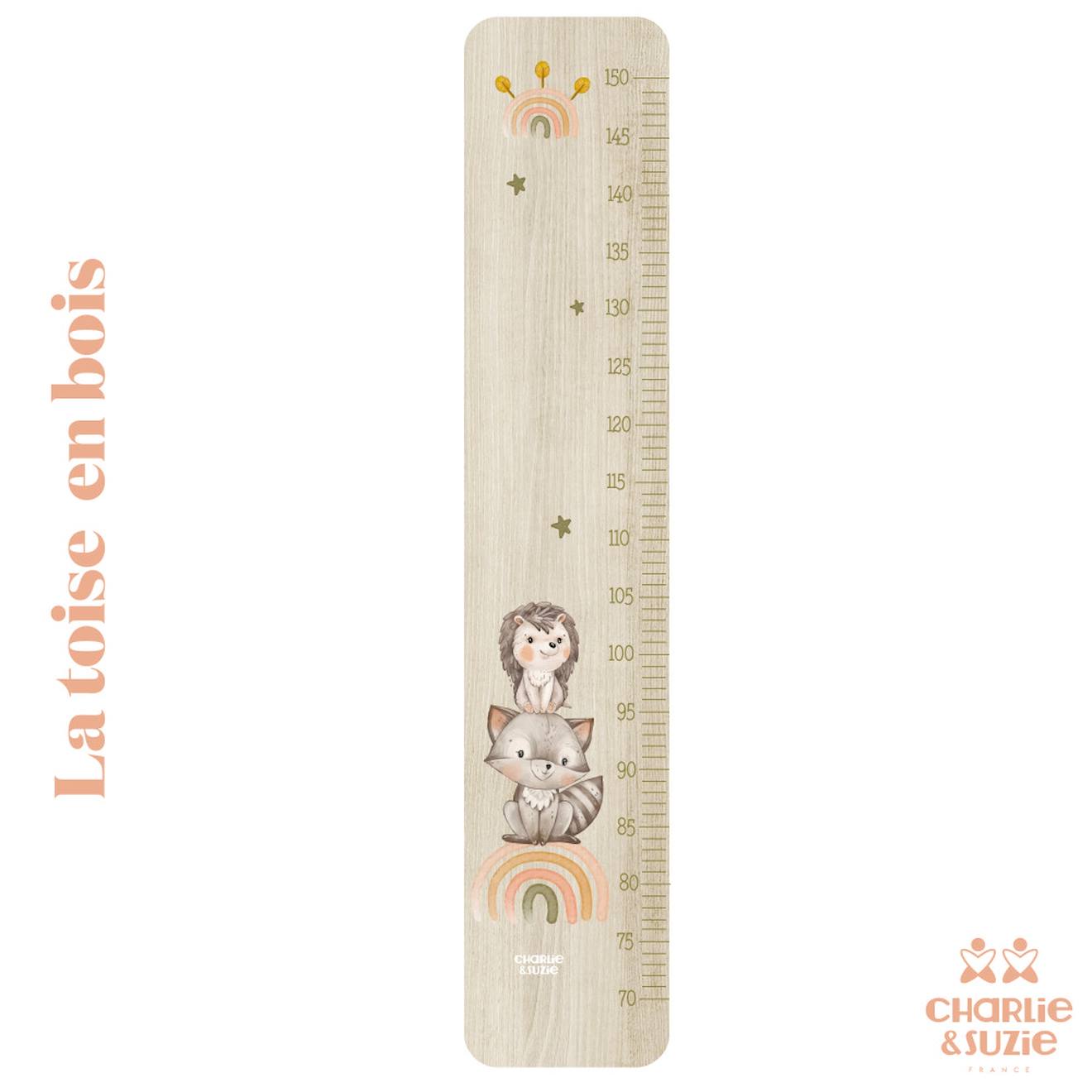 Toise En Bois Forêt Raton & Hérisson Multicolore