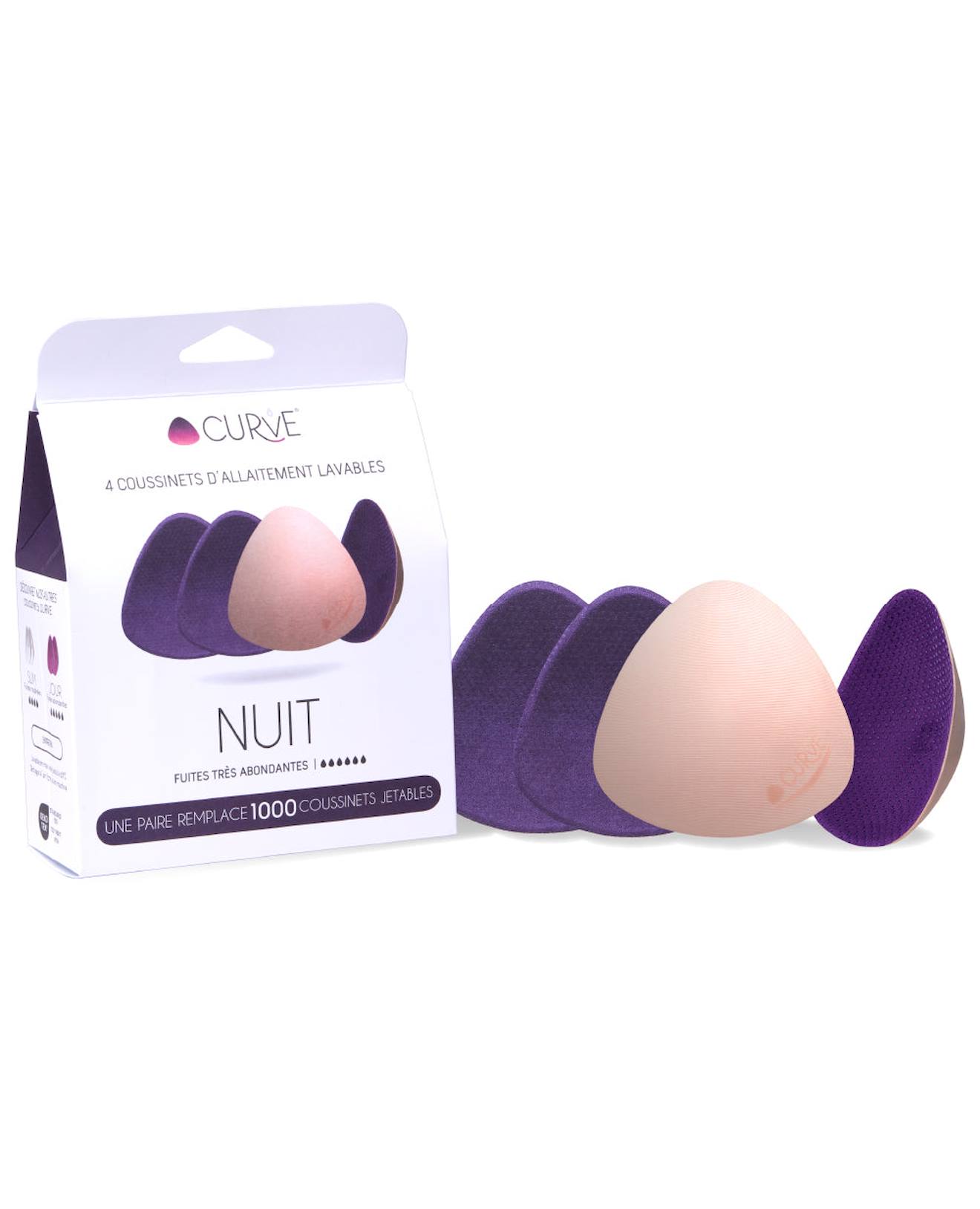 Pack 2 Paires - Coussinets D'allaitement Lavables - Fuites Très Abondantes Violet