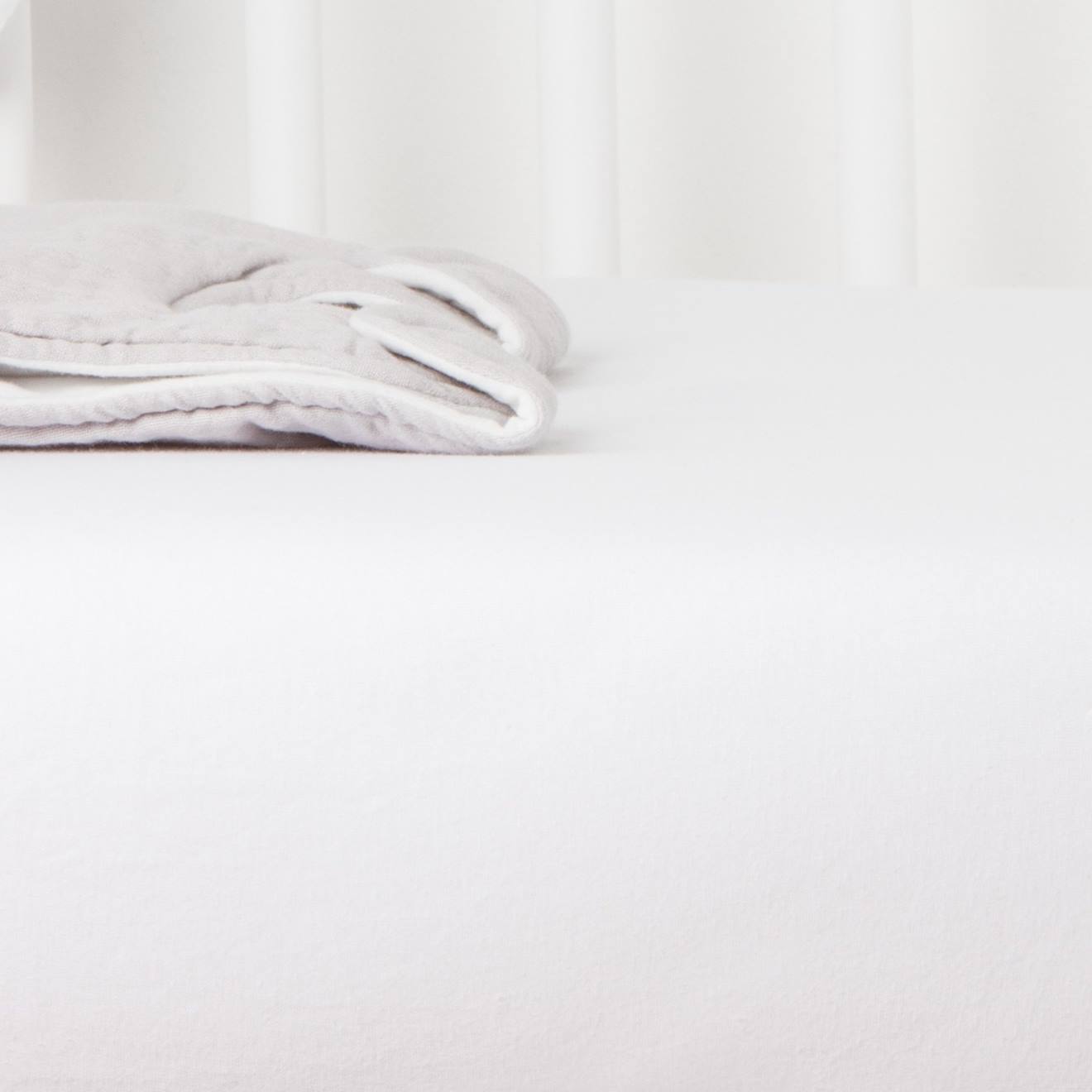 Drap Housse Coton Bio Jersey Pour Lit Bébé Blanc