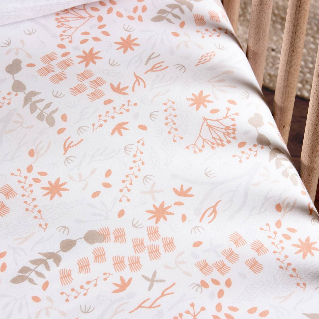 Drap Housse Coton Bio Pour Lit Bébé Yukari Douceur Yukari Peach