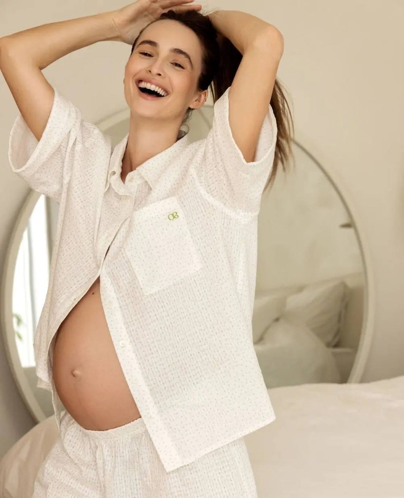 Pyjashort De Grossesse Et D'allaitement Paulette Blanc