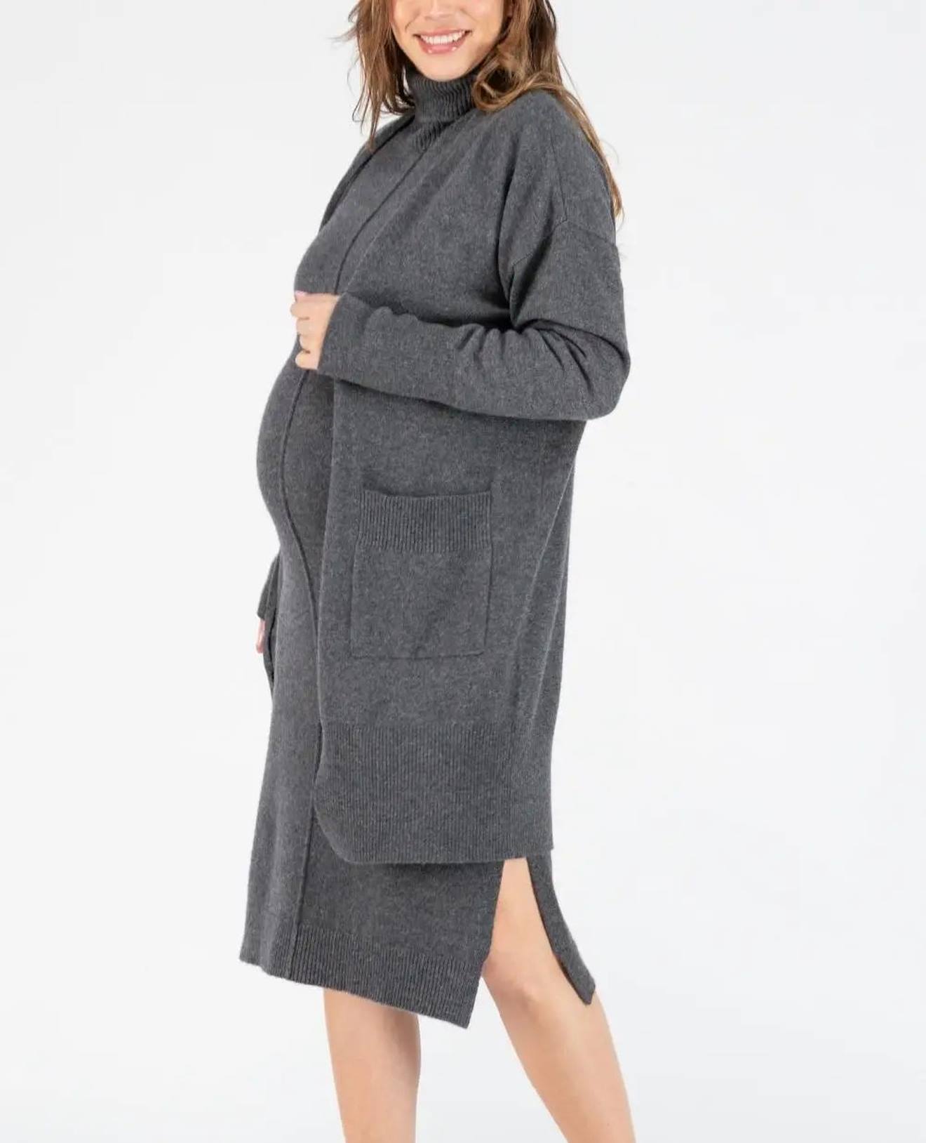 Long Cardigan De Grossesse En Cachemire Laurie Anthracite