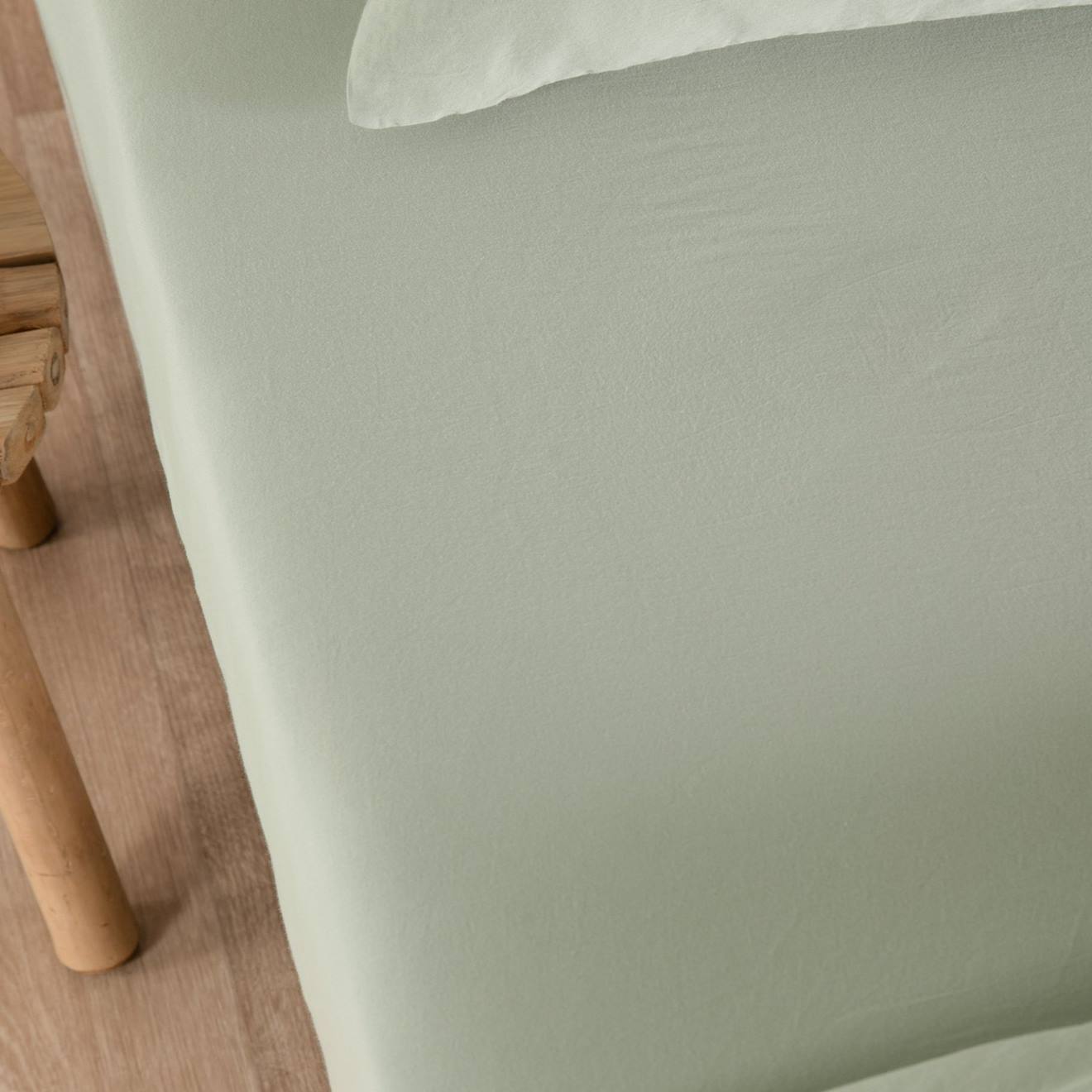 Kadolis - Drap Housse Satin De Coton Bio Lavé 1 Personne Tilleul