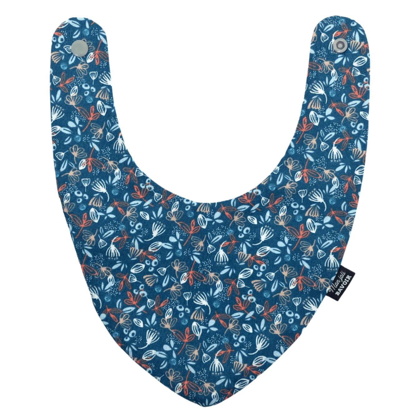 Bavoir Bandana (bleu Imprimé Feuilles) Bleu Imprimé Feuilles