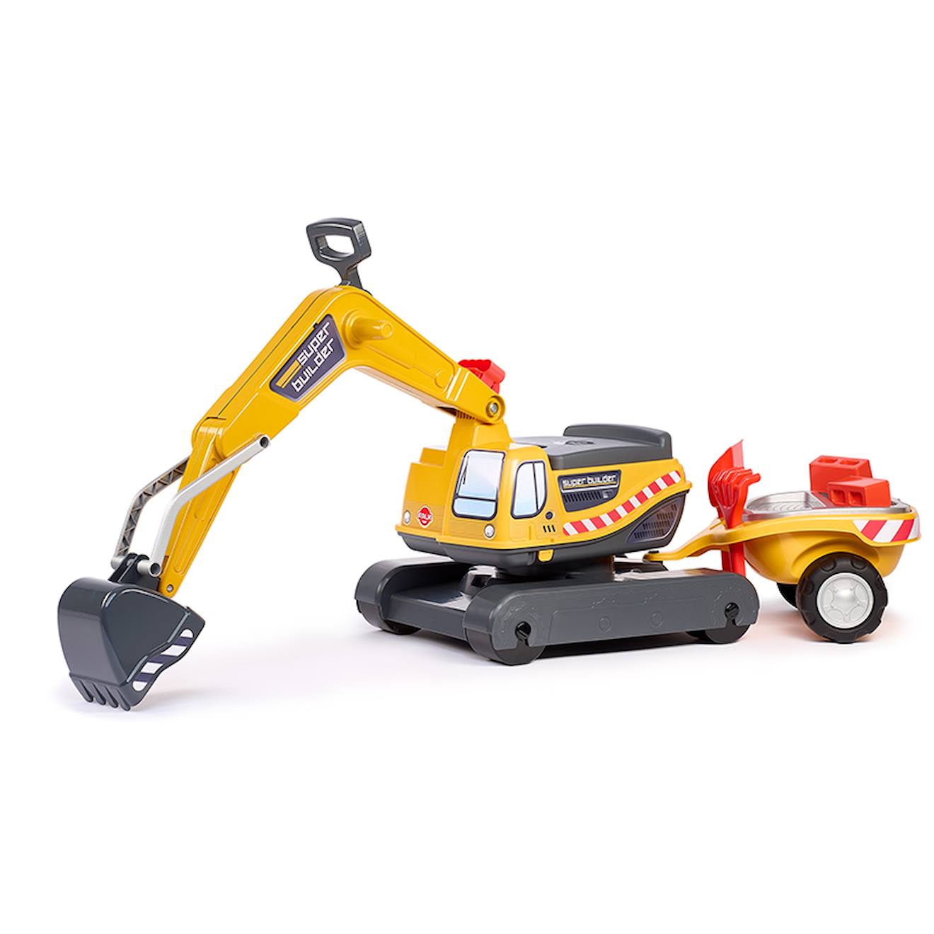 Pelleteuse Super Builder Entièrement Articulée Avec Remorque Avec Tamis Et Jeux De Sable Jaune