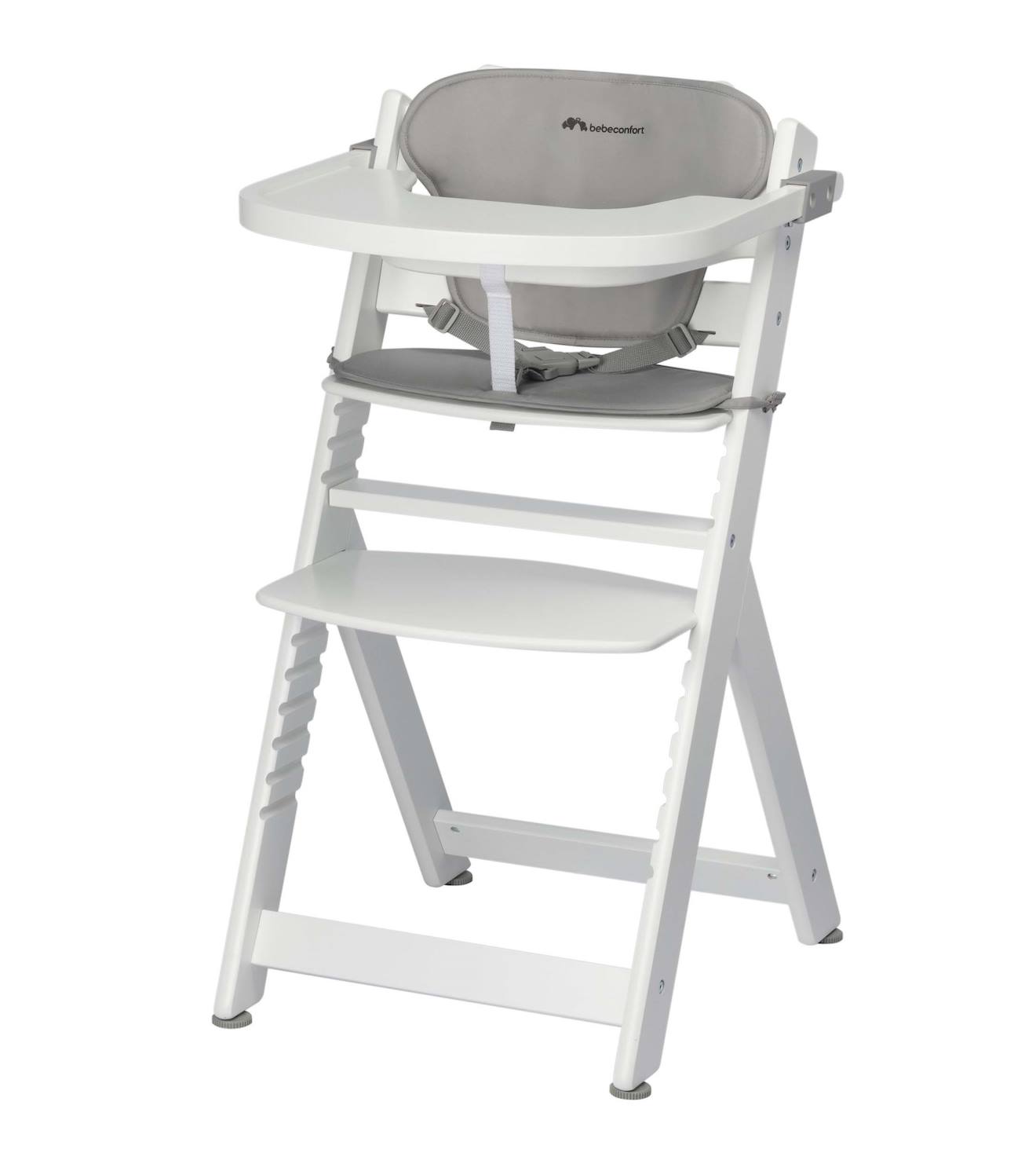Chaise haute bébé en bois avec coussin timba white