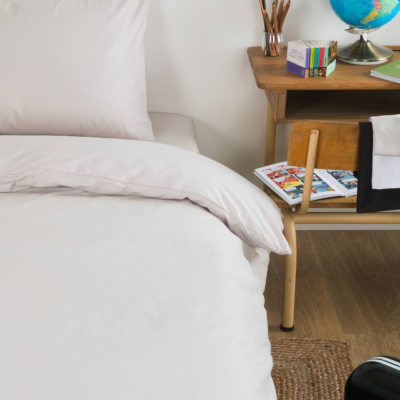 Housse De Couette Unie En Coton Bio Pour Lit 1 Personne Naturel