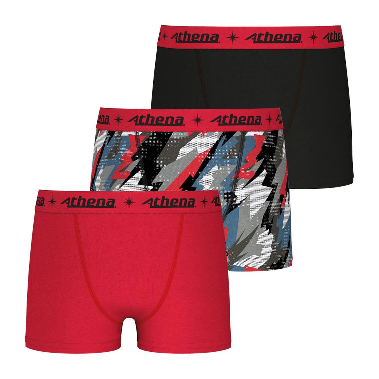 Lot De 3 Boxers Ecopack Trio Pop Noir-rouge-blanc