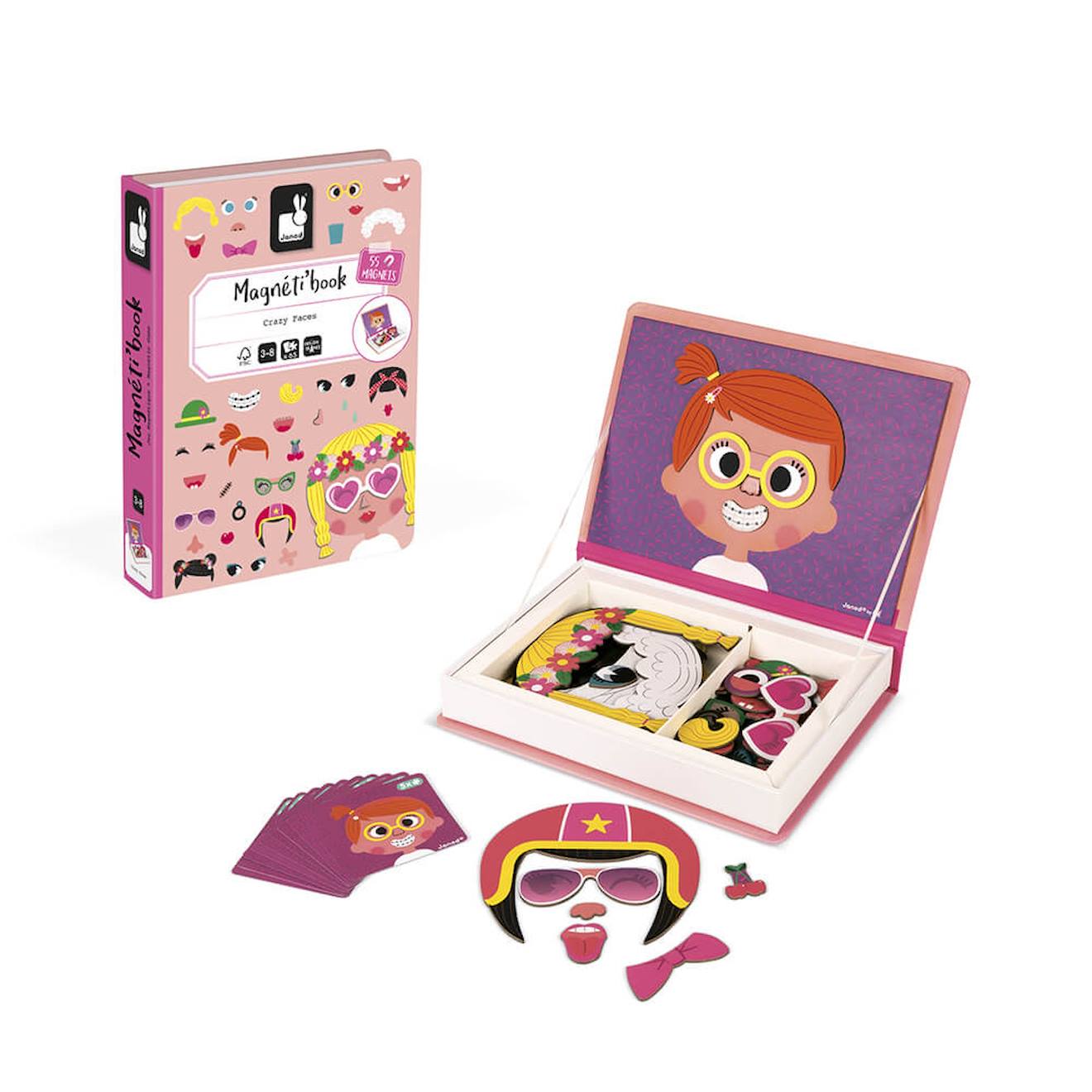 Magnéti'book Crazy Faces Fille Rose