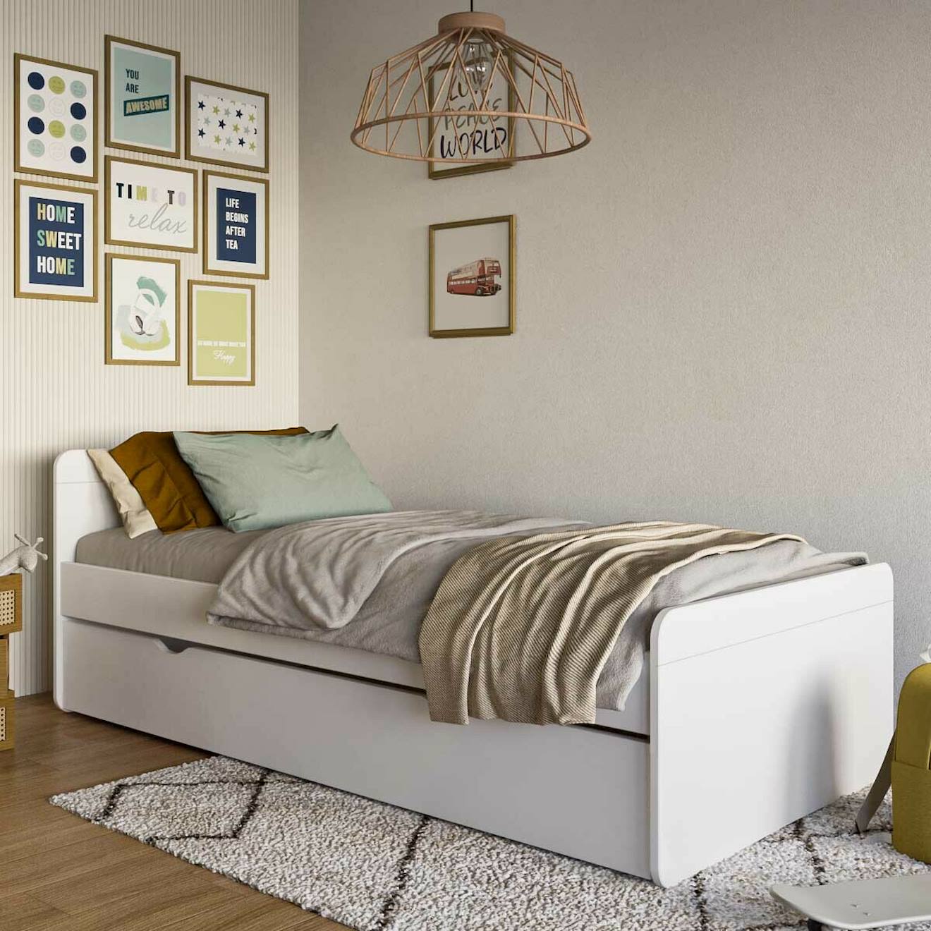 Lit Gigogne Bois Massif Lilow Blanc
