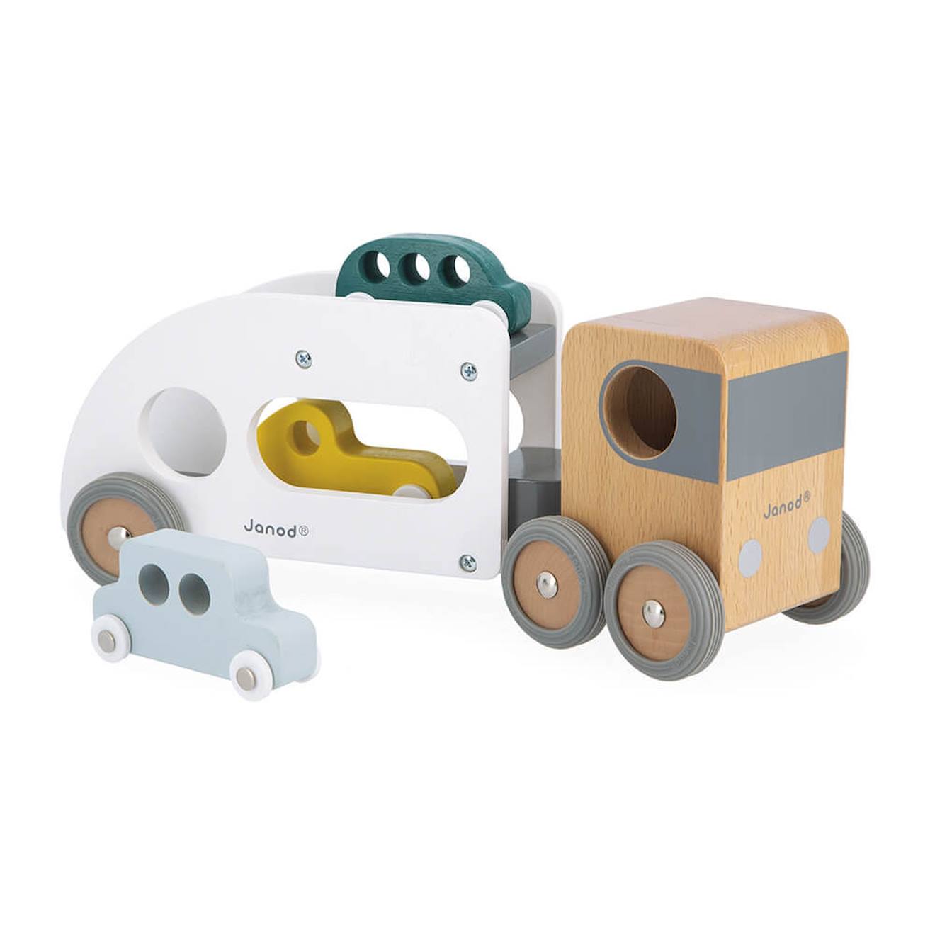 Camion Porte-auto Avec 3 Véhicules Gris