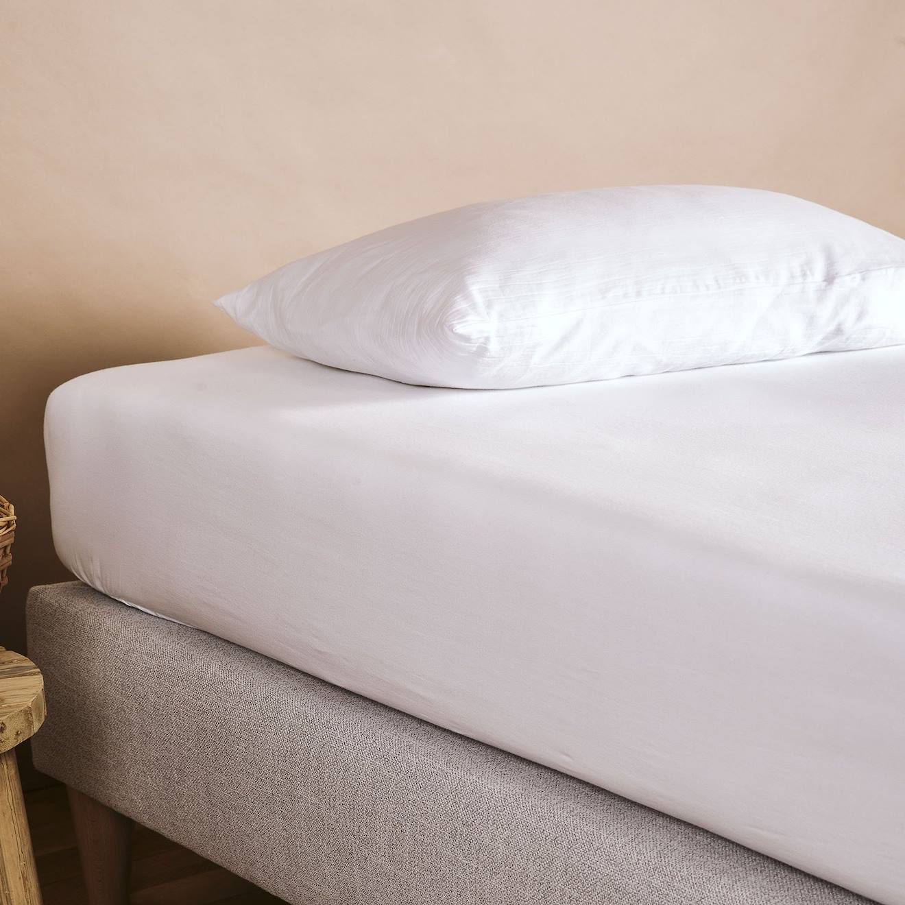 Drap Housse 1 Personne Pur Coton Bio Blanc