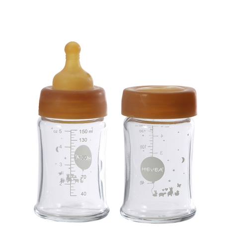 Hevea - Lot De 2 Biberons En Verre Et Caoutchouc Naturel - 150 Ml Multi-coloured