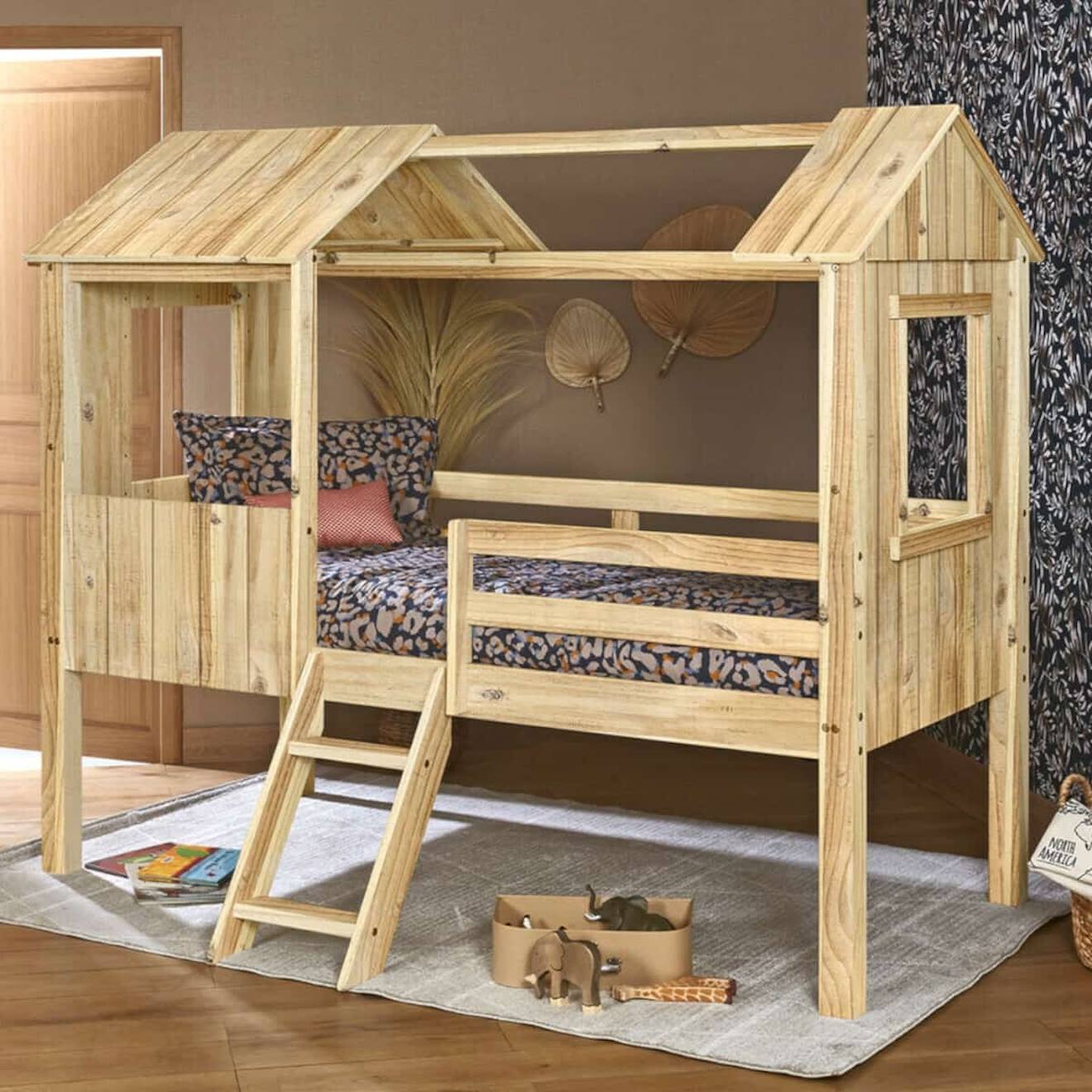 Lit Cabane Mi-hauteur Bois Massif Lao Bois