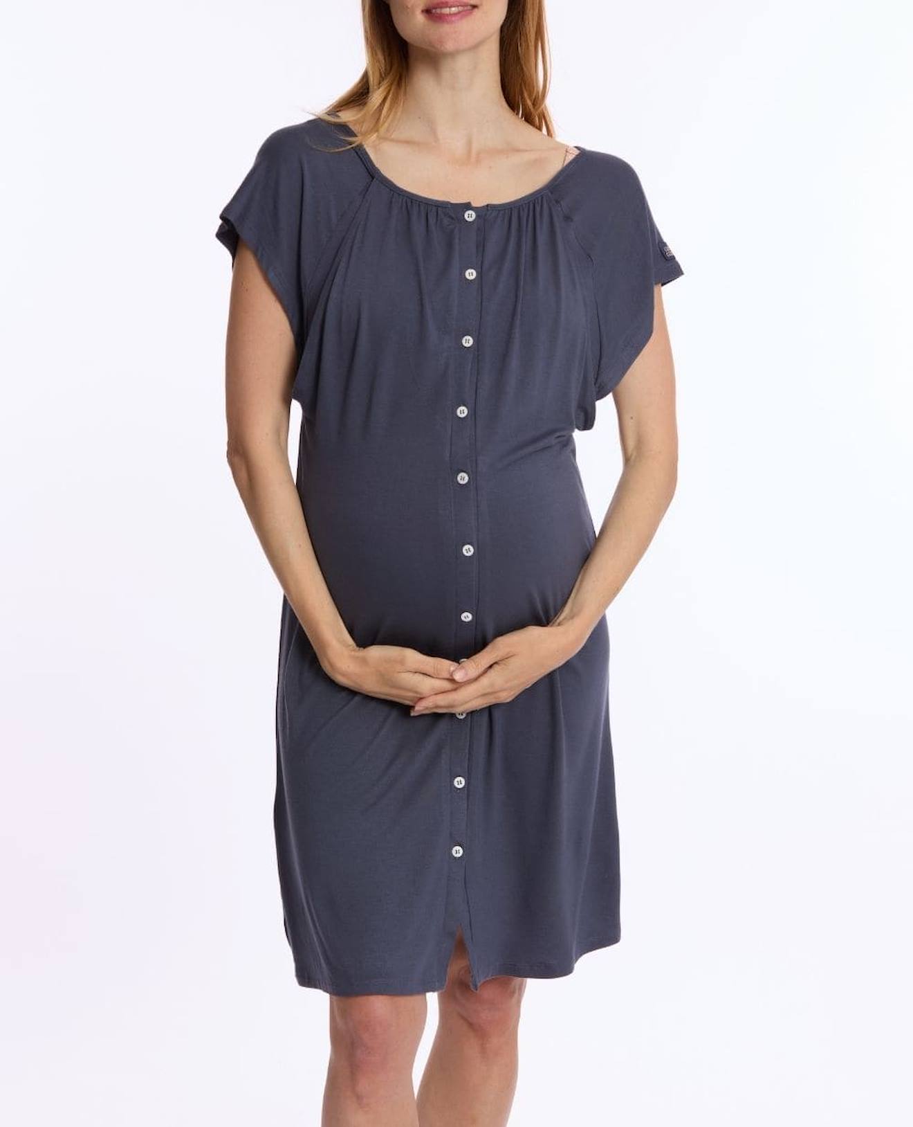 Chemise De Nuit Maternité/allaitement - Coton Doux, Boutons Devant, Manches Courtes, Pour Femme Enceinte Ou Allaitante
