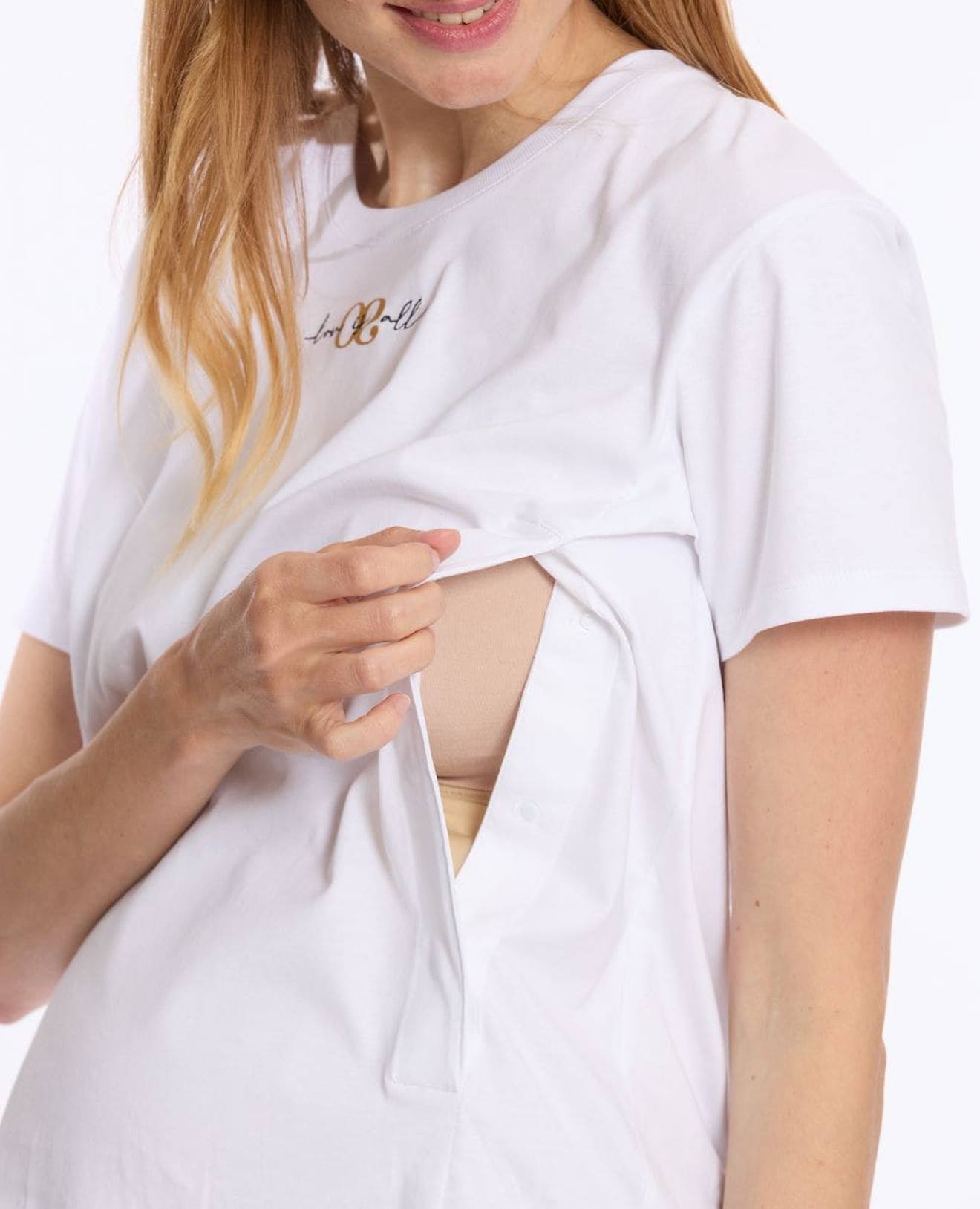 T-shirt De Grossesse Et D'allaitement Love Blanc (Cache Coeur) - Image 1