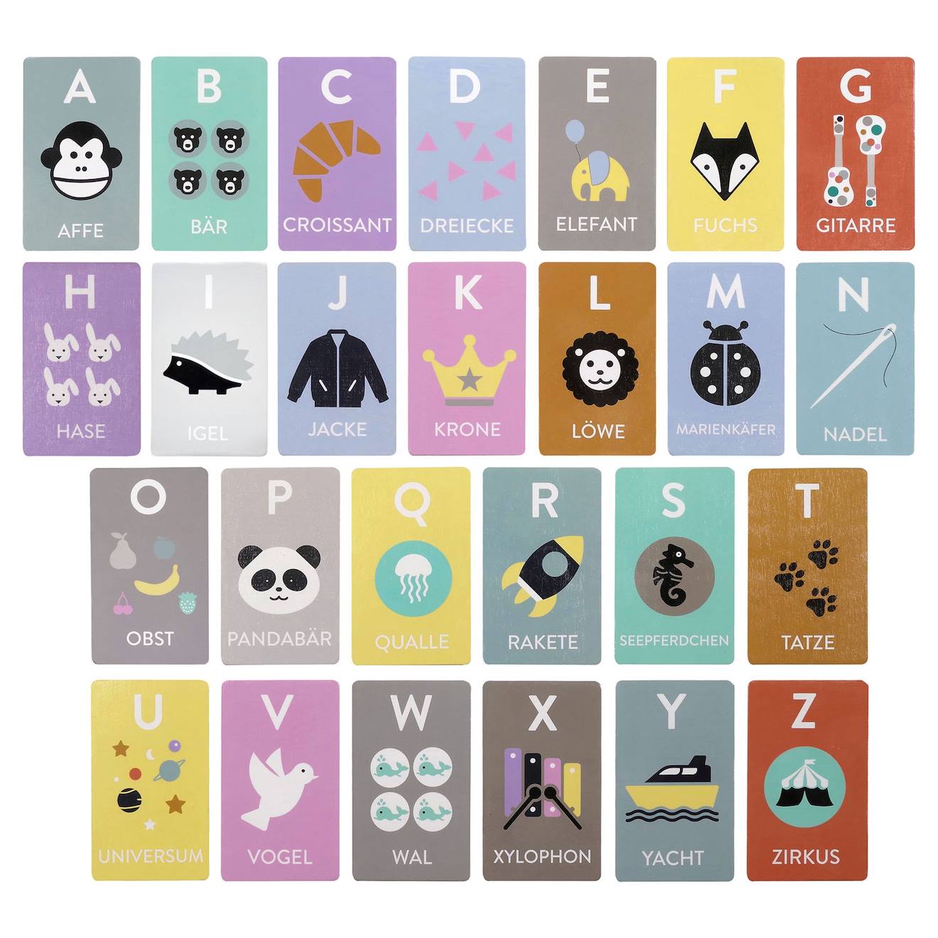Kindsgut - Jeu Éducatif Cartes Alphabet En Bois Rose Pâle