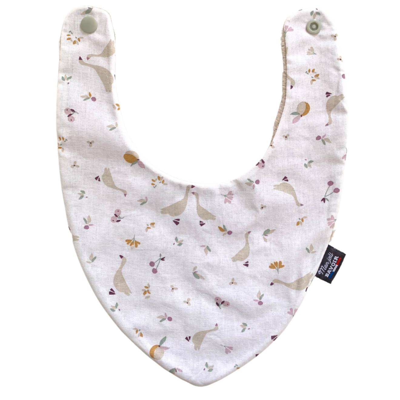 Bavoir Bandana (bleu Imprimé Feuilles) Petites Oies