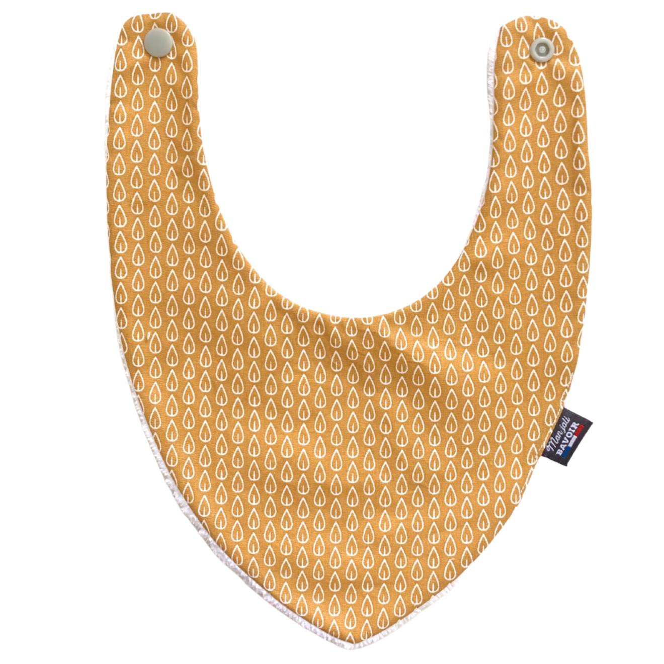 Bavoir Bandana (bleu Imprimé Feuilles) Jaune Feuilles