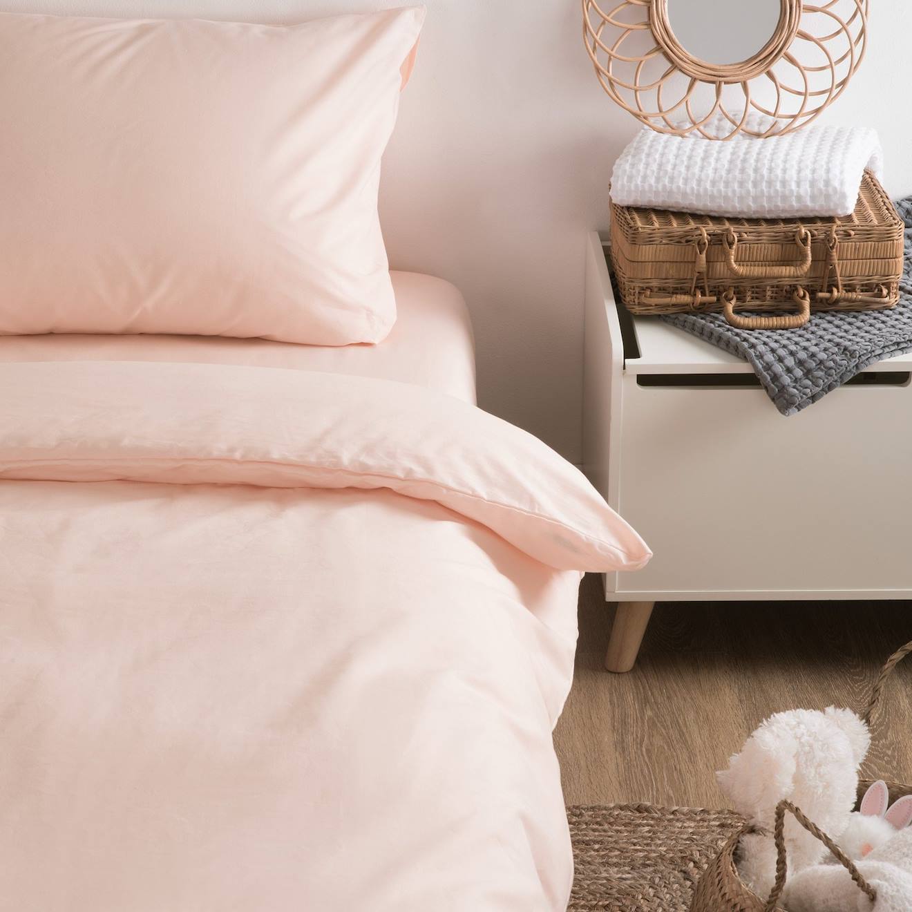 Housse De Couette Unie En Coton Bio Pour Lit 1 Personne Rose Nude