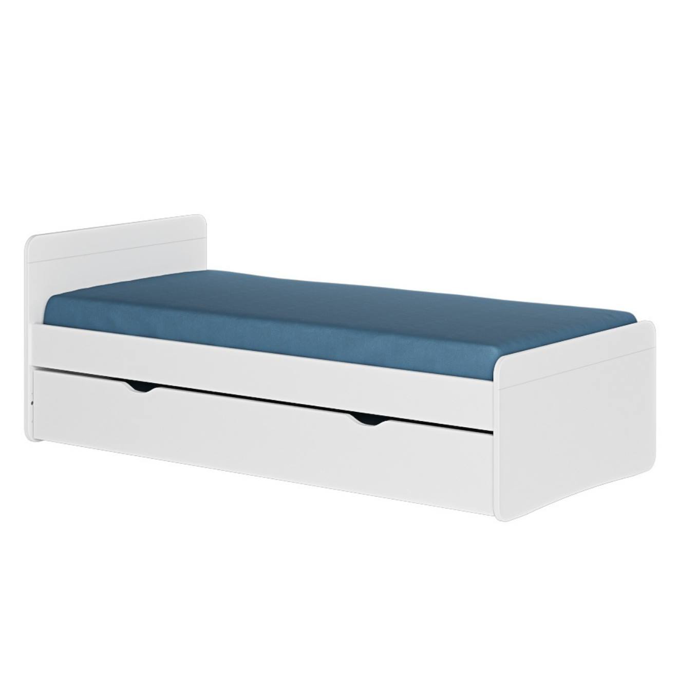 Pack Lit Gigogne Avec Matelas Bois Massif Lilow Blanc
