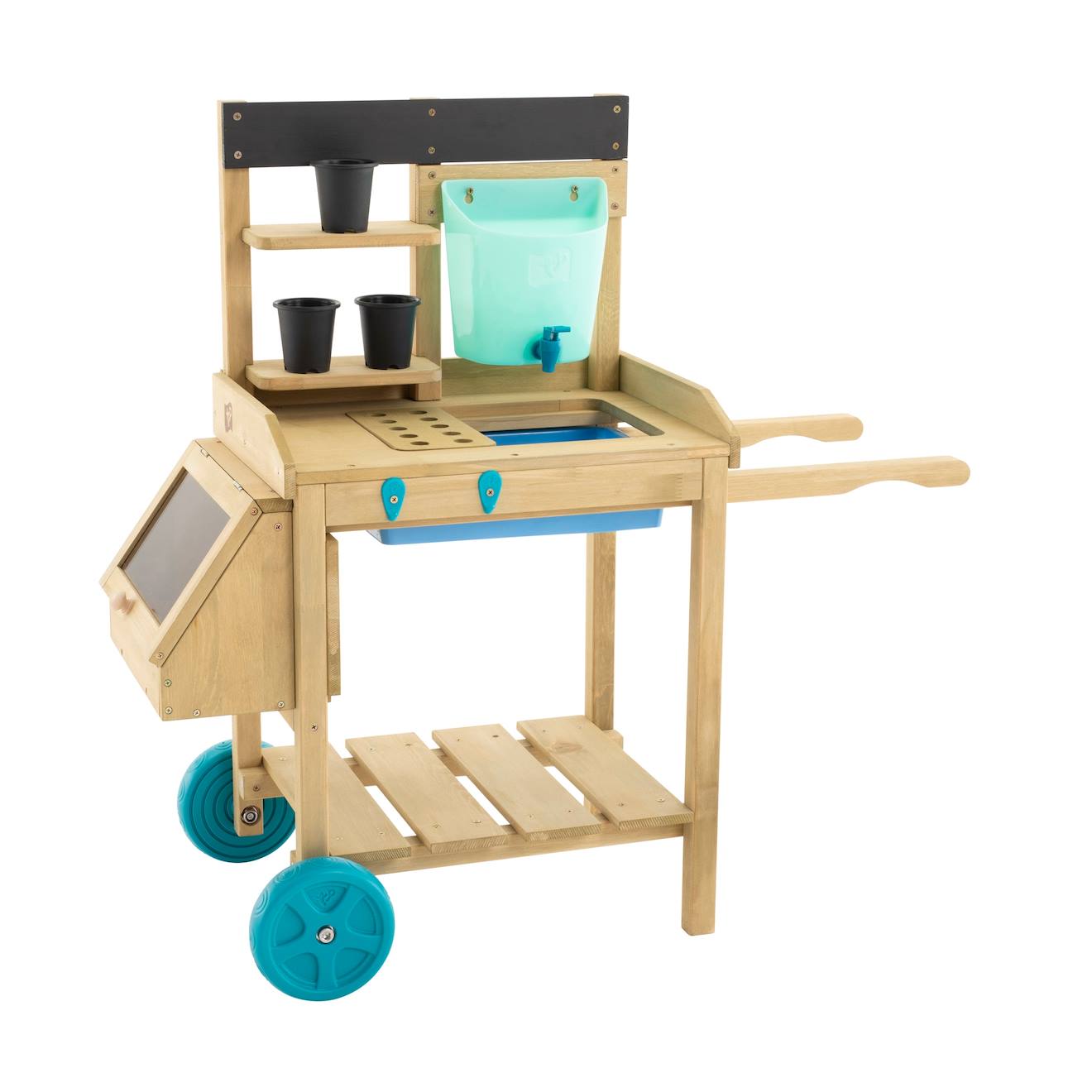 TP Toys - Table À Rempoter Mobile Bois Fsc® Marron - Bleu - Noir