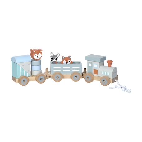 Petit train rayé animaux du zoo Bleu pétrole+Gris foncé 6 - vertbaudet enfant 
