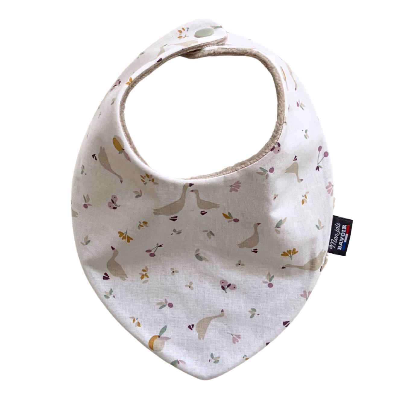 Bavoir Bandana (bleu Imprimé Feuilles) Petites Oies (Mon Joli Bavoir) - Image 2